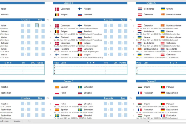 EM Spielplan: Alles Wichtige auf einen Blick